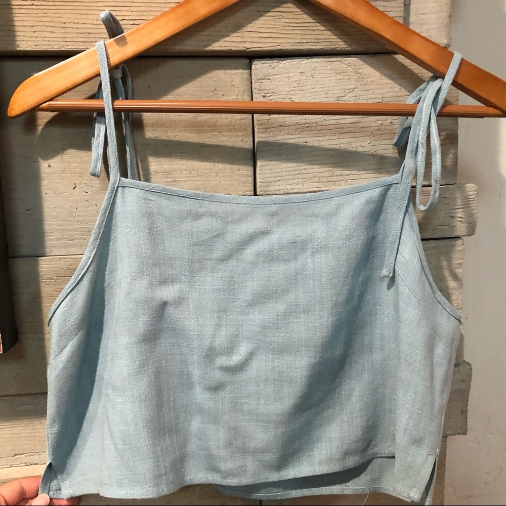 Light Blue Crop Top with tie-able straps